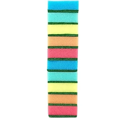 Afbeelding van D.RECT Set van 10 keukensponzen, dubbelzijdig 75 x 50 28 mm multifunctioneel absorberende kracht en reinigingskracht MIDI meerkleurig