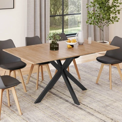 Image de Table à manger extensible rectangle 120 160 cm 4 8 personnes pied araignée bois et noir IDMarket
