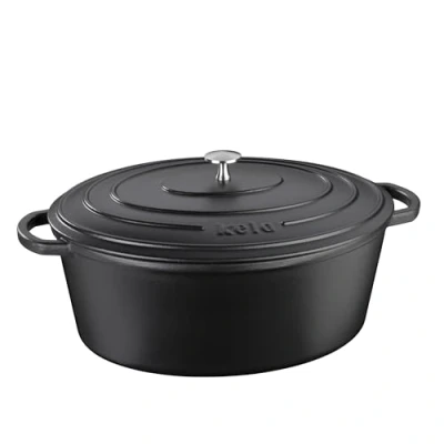 Afbeelding van Braadpan Gietijzer Ovaal Zwart, 33 cm x 26 Kela Calido