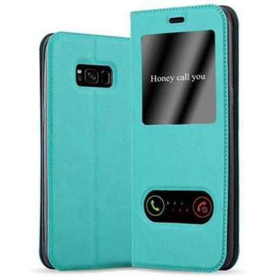 Afbeelding van Cadorabo Hoesje geschikt voor Samsung Galaxy S8 in MUNT TURKOOIS Beschermhoes met magnetische sluiting, standfunctie en 2 kijkvensters Book Case Cover Etui