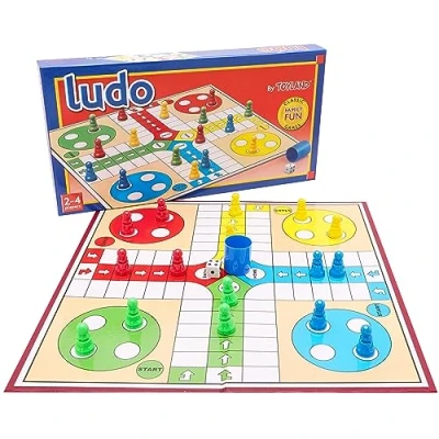 Afbeelding van Toyland® Ludo 20 delig spel met opvouwbaar dienblad en opbergdoos, traditionele familiespellen, 3 jaar ouder