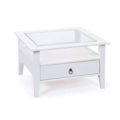 Afbeelding van Salontafel Provence Wit 45x75x75 cm Glas