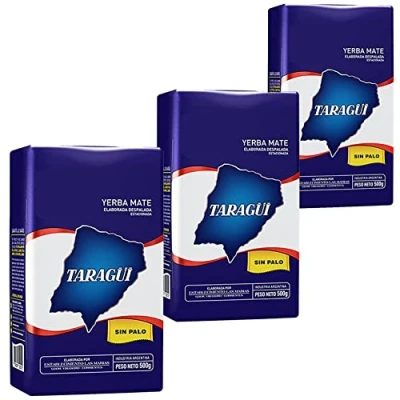 Afbeelding van Taragui Yerba Mate thee Elaborada Sin Palo (Despalada) 1,5 kg (500 g x 3) uit Argentinië de rijpingsperiode bedraagt 12 maanden Detoxdrank en energie