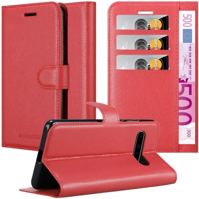 Afbeelding van Cadorabo Hoesje geschikt voor LG V60 ThinQ in KARMIJN ROOD Beschermhoes met magnetische sluiting, standfunctie en kaartvakje Book Case Cover Etui