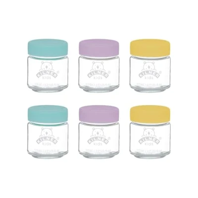 Afbeelding van Kilner Set Van 6 Bokalen Uit Glas Voor Babyvoeding Met Silicone Deksel 110ml