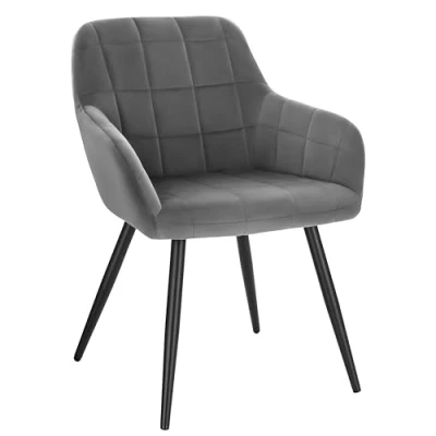 Afbeelding van WOLTU 1 x eetkamerstoel, keukenstoel, fluwelen bekleding, metalen poten, donkergrijs BH93dgr