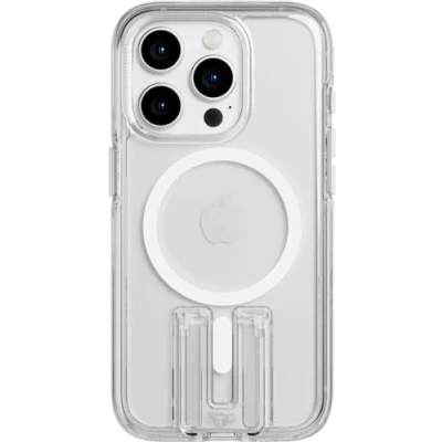 Afbeelding van Tech21 Evo Crystal Kick iPhone 15 Pro hoesje Schokbestendig telefoonhoesje Geschikt voor MagSafe Transparant/Wit 4,9 meter valbestendig Flexshock