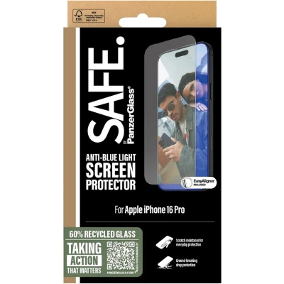 Afbeelding van PanzerGlass Screenprotector Geschikt voor iPhone 16 Pro SAFE EyeCare Ultra Wide Fit
