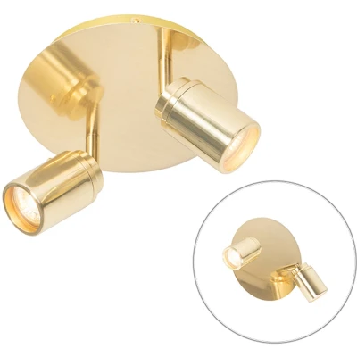 Afbeelding van QAZQA Moderne badkamer spot messing 2 lichts IP44 Ducha