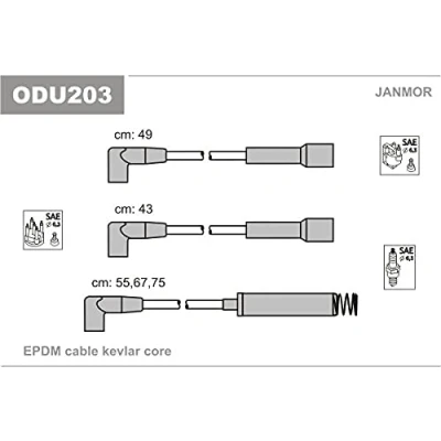Afbeelding van JANMOR ODU203 Bougiekabelset OPEL: Corsa A TR, Manta B Saloon, Kadett E CC