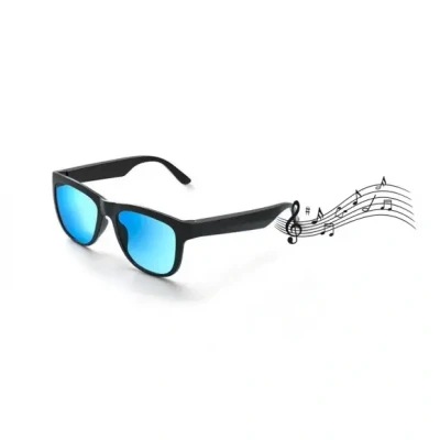 Afbeelding van RayBeats Bluetooth Zonnebril Smart Glasses Ingebouwde Speakers voor muziek handsfree bellen Gepolariseerd Glas Lichtgewicht 31 gram 6 uur speeltijd Heren en Dames Blauwe spiegelglazen Mat Zwart montuur