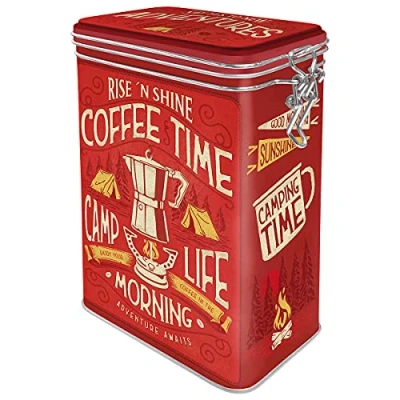 Afbeelding van Tinnen Blik Met Klip Camp Coffee Time