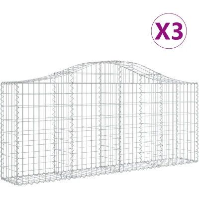 Afbeelding van VidaXL Schanskorven 3 st gewelfd 200x30x80/100 cm gegalvaniseerd ijzer