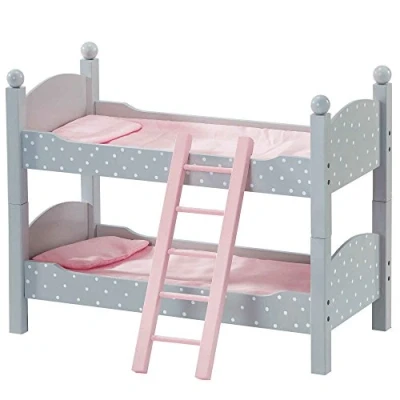 Afbeelding van Teamson Kids Stapelbed Voor 18&quot; Babypoppen Accessoires Poppen Kinderspeelgoed Roze/Grijs/Polka Dot