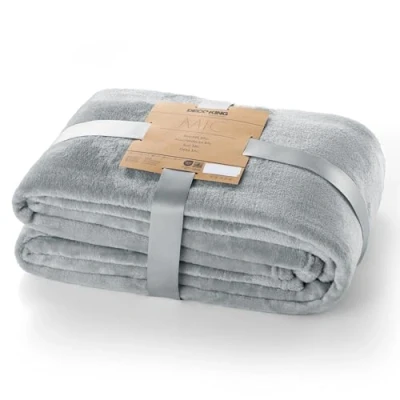Afbeelding van DecoKing Mic Knuffeldeken 200 x 220 cm zilvergrijs deken microvezel sprei fleece zacht knuffelig