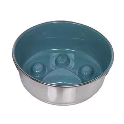 Afbeelding van Nobby RVS voerbak anti schrok slip groen 20 cm