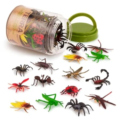 Image de Terra by Battat 60 pièces Le Monde des Insectes Assortiment de Figurines Invertébrées Miniature Araignées, Scorpions, coccinelles, cafards, chenilles, Jouets pour Enfants, 3 Ans Plus
