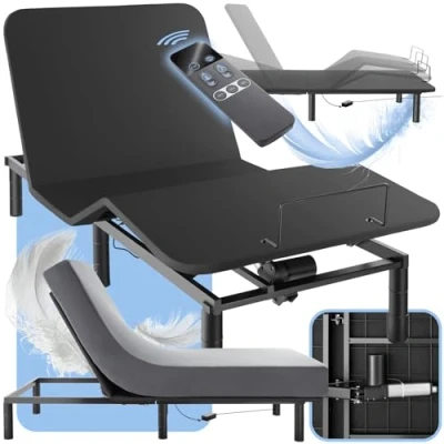 Afbeelding van tectake® elektrisch verstelbare lattenbodem 90x200 cm opvouwbaar bedframe elektrische rugleuning verstelbaar geschikt voor matrassen, logeerbed, jeugdbed