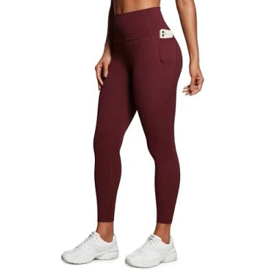 Afbeelding van CRZ YOGA Butterluxe workout legging met hoge taille voor dames, zakken, 25 inch, Rood (Merlot)