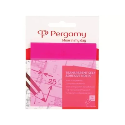 Afbeelding van Pergamy transparante notes, ft 76 x mm, 50 vel, roze memoblok