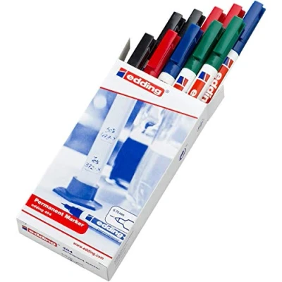 Afbeelding van edding 404 permanent marker verschillende kleuren ronde punt 0,75 mm doos van 10 stuks