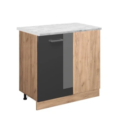 Afbeelding van Vicco Hoekkast R Line, Antraciet Hoogglans/Krachtige eik goud, 86 cm WB Marmer
