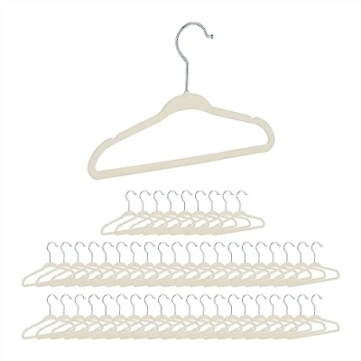 Afbeelding van Relaxdays fluwelen kinderkledinghangers kinderkleerhangers antislip babykledinghangers Wit, Pak van 50