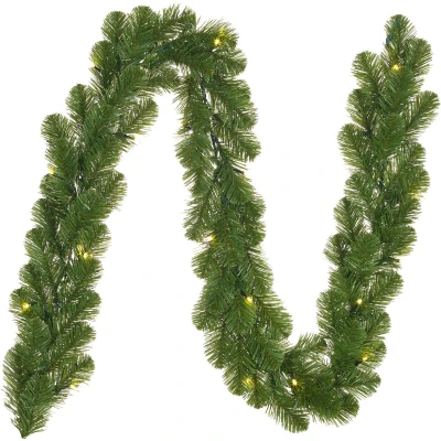 Afbeelding van Dennenslinger groen met verlichting 20 x 270 cm Kerstslingers / dennen takken slingers