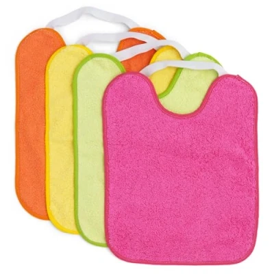Image de Ti TIN Lot de 4 bavoirs imperméables avec fermeture élastique 90% coton 10% polyester taie d&#039;oreiller en plastique pour enfants 1 an 24 x 31 cm, multicolore