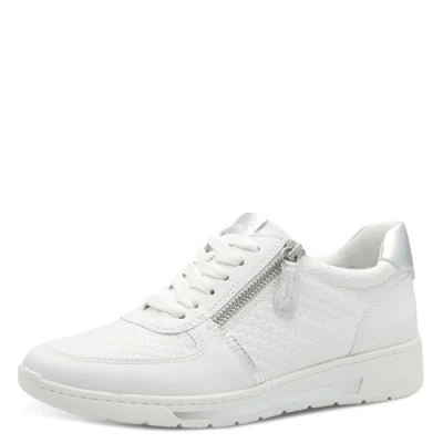 Afbeelding van Jana Dames Vegan Comfort Sneakers voor dames, Wit/Zilver, 39 EU