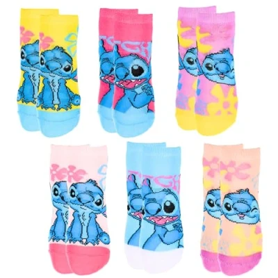 Afbeelding van Disney Stitch Set van 6 korte meisjessokken EU 22 34, Meerkleurig