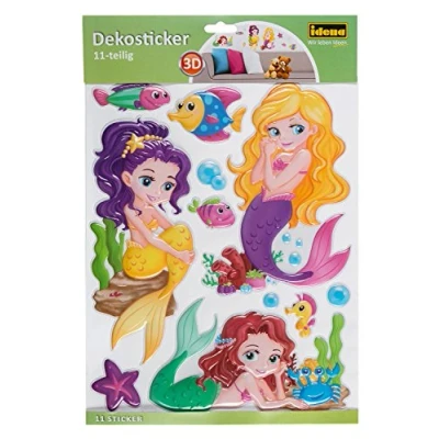 Afbeelding van Idena 31262 3D deco stickers zeemeermin vis 11 stuks