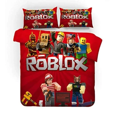Afbeelding van NICHIYO Roblox Driedelige beddengoedset met dekbedovertrek en kussensloop, microvezel, 3D digitale print (13, single 135 x 200 cm)