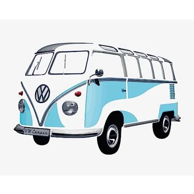 Afbeelding van BRISA VW Collection Volkswagen Combi Bus T1 Camper Van Wandtattoo, muurstickers, meerdelige stickerset voor huis / werkplaats (blauw)