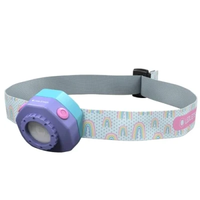 Afbeelding van Ledlenser KIDLED4R Led hoofdlamp voor kinderen in paars, oplaadbare energiebesparende hoofdlamp, 4 kleurmodi en knipperfunctie, jongens, lamp