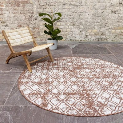 Afbeelding van Buiten vloerkleed Frost Roest/Wit dubbelzijdig EVA Interior Rond 240 Ø (XL) Polypropyleen