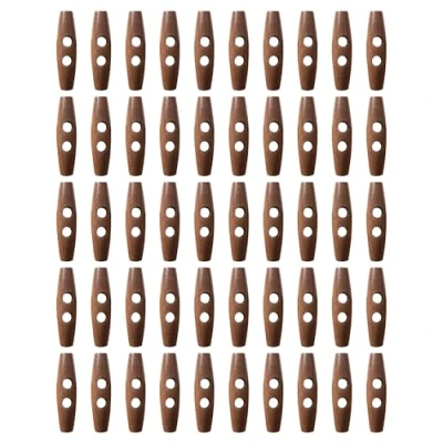 Afbeelding van 50 stuks houten gebreide knutselknopen, hoornknopen voor overhemden, decoratieve knopen kleding, ovale breigaren, mantelknopen met 2 gaten (bruin)