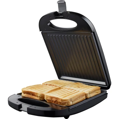 Afbeelding van Tomado TGS4000B XXL Tosti ijzer 4 tosti&#039;s apparaat Panini grill PFAS vrij 1200W Zwart