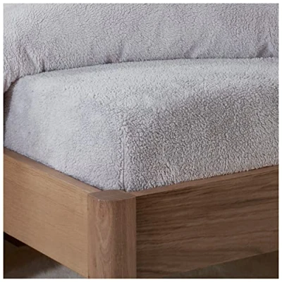 Afbeelding van Sleepdown Hoeslaken van fleece, effen, warm, comfortabel en superzacht, grijs, 150 x 200 32 cm