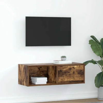 Afbeelding van vidaXL Tv meubel 80x31x25,5 cm bewerkt hout gerookt eikenkleurig