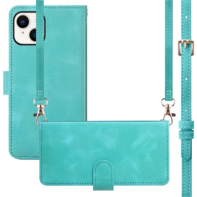 Afbeelding van imoshion Hoesje Geschikt voor iPhone 15 met koord Bookcase Turquoise