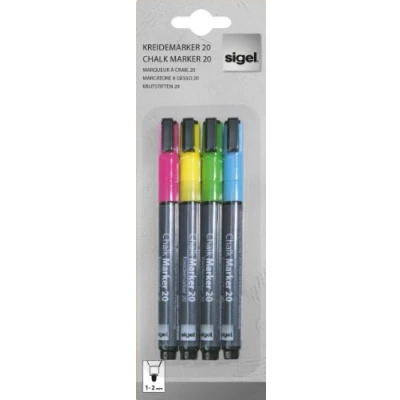 Afbeelding van Krijtstift Sigel set 4kleuren ronde punt 1 2 mm
