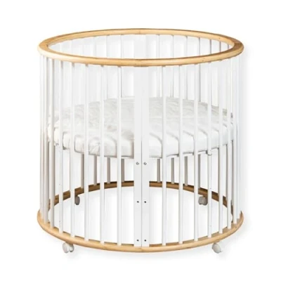 Afbeelding van Buxibo Baby Box Ronde Houten Speelbox Playpen Inclusief Matras 91x91x85 cm Naturel