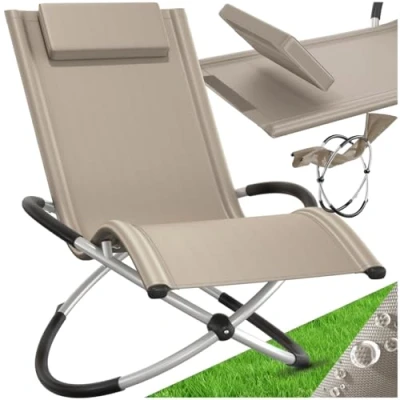 Afbeelding van tectake® ligstoel ligbed zonnebed ergonomisch, opvouwbaar Draagkracht 150 kg beige