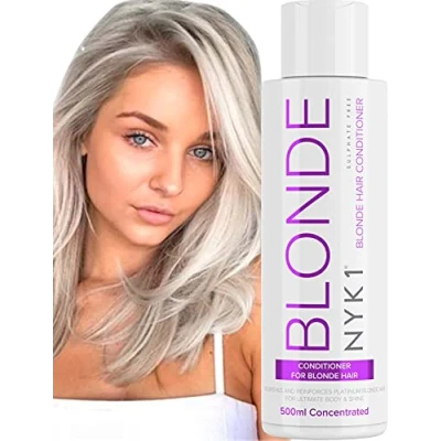 Afbeelding van Apres shampoo Blond Devergeil Hair (500 ml) zonder sulfaten na shampoo, zilver naar grijs haar gekleurd neutraliseert gele reflexen verzorging