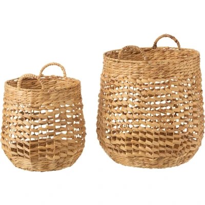 Afbeelding van J Line set van 2 manden waterhyacinth naturel