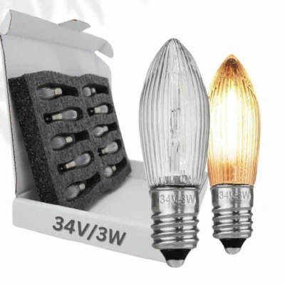 Afbeelding van Berglicht 10 stuks E10 gloeilampen 34 V/3 W warmwit voor bogen en geel