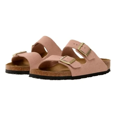 Afbeelding van Birkenstock dames Narow Fit Arizona slipper van suède in de kleur Lichtroze, maat: 42