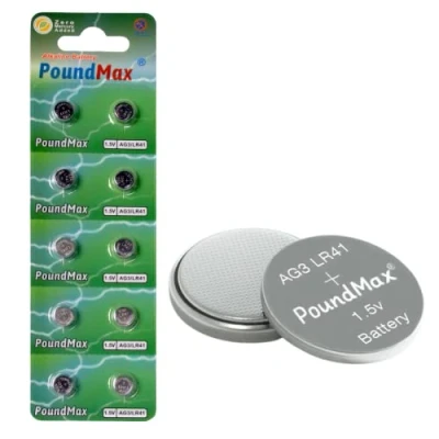 Afbeelding van 10 x AG3 (LR41, LR736, 392) 1,5 V PoundMax alkaline knopcel batterijen 1 stuks