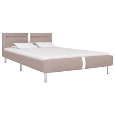 Afbeelding van vidaXL Bedframe met LED zonder matras Cappuccino 135x190 cm